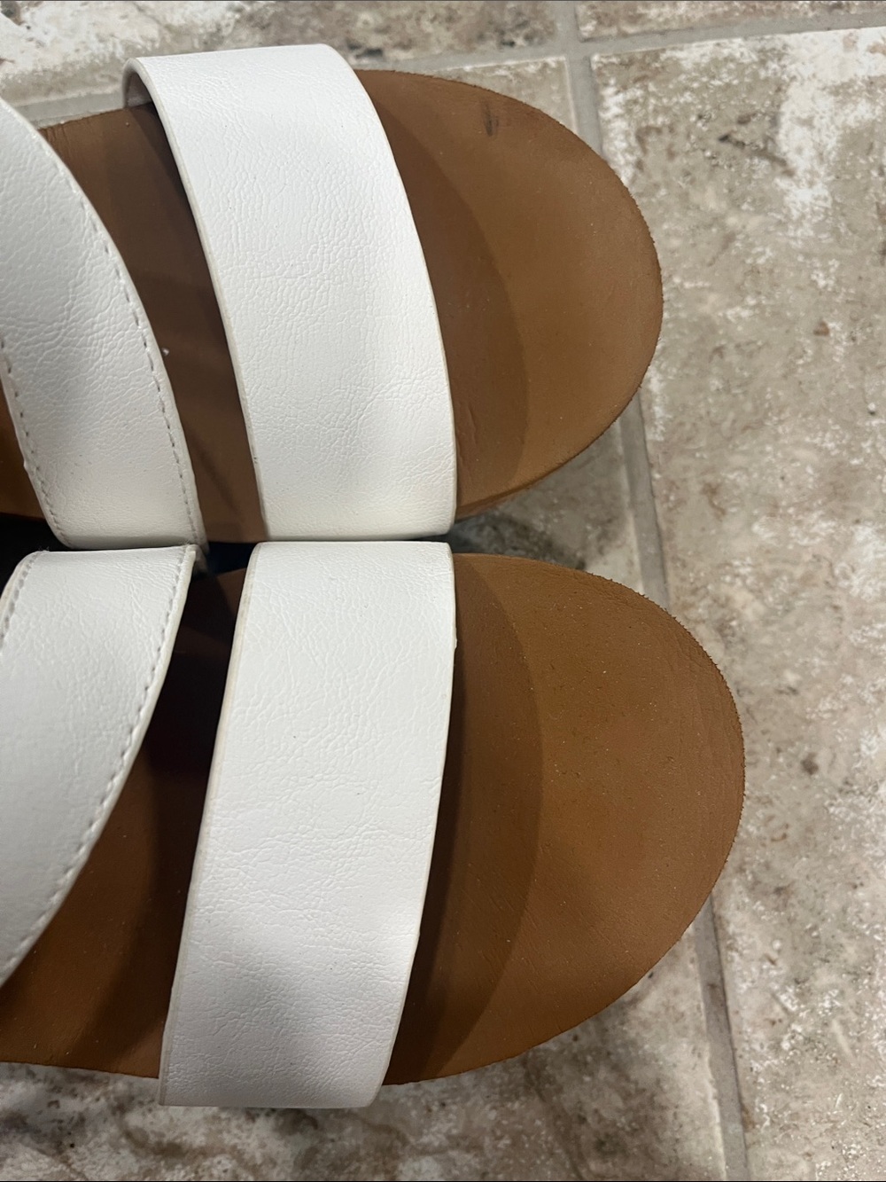 Very G White Cork Platform Wedge Sandals - Picture 4 of 5
